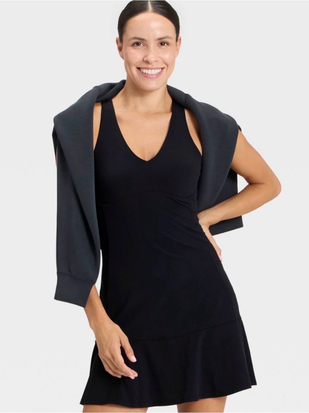 All in Motion Black V-Neck Athletic Dress